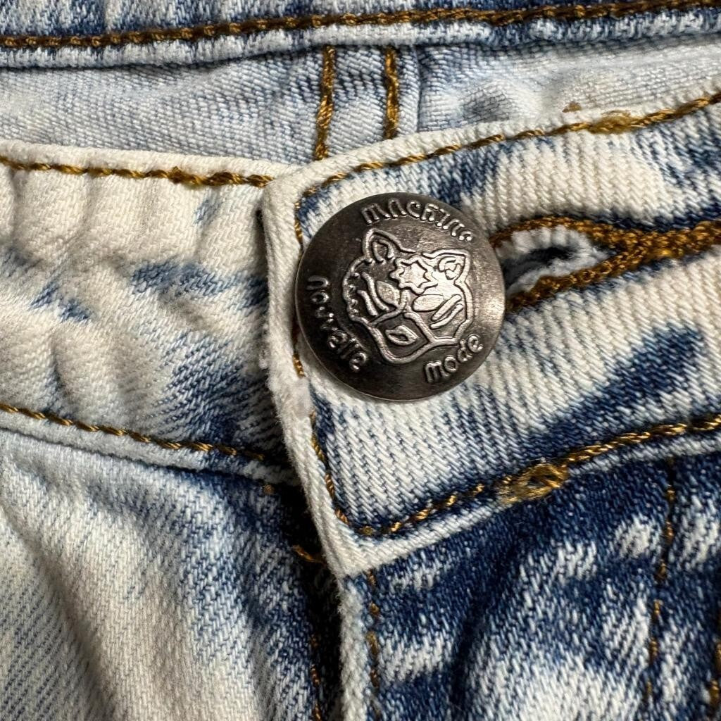 Machine Nouvelle Mode Mens Distressed Acid Wash Skinny Jeans Size 30x28