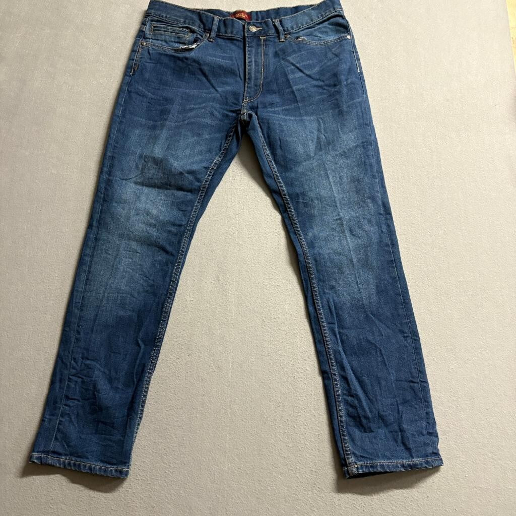 Perry Ellis Premium Denim Jeans Mens 34x30 Blue Stretch Straight Leg