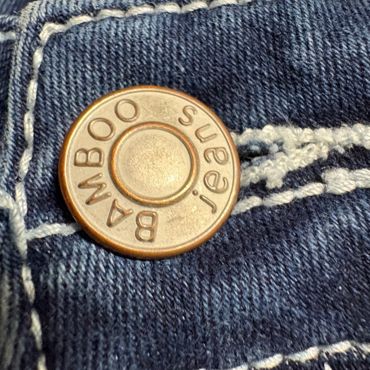 Bamboo Jeans Womens Size 15 Distressed Bootcut Flare Dark Wash Stretch Denim