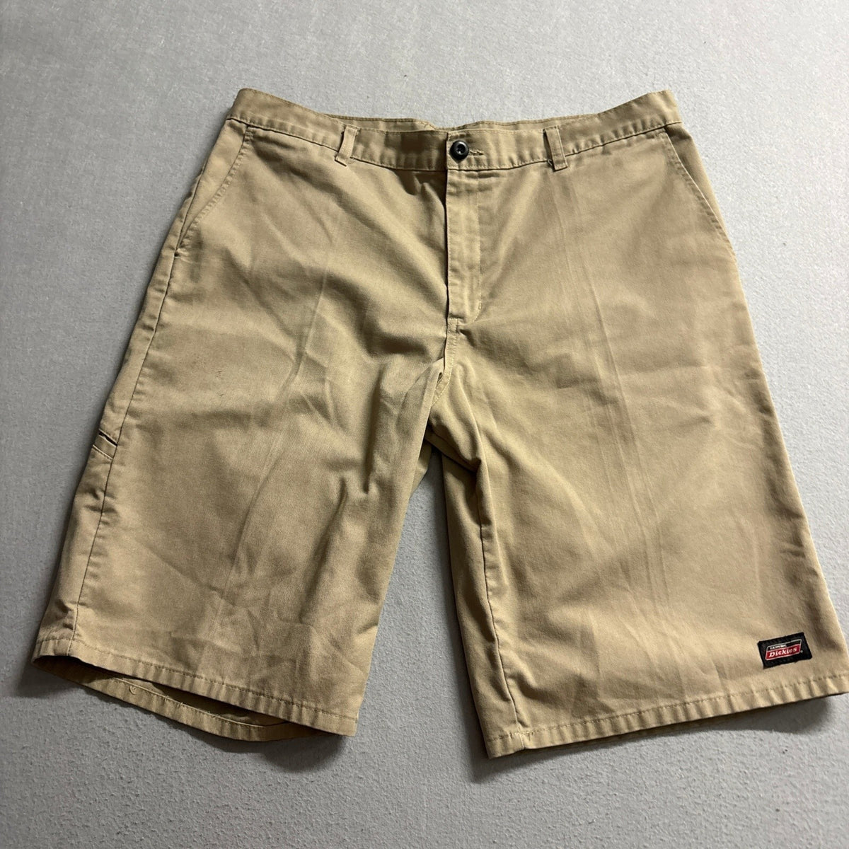 Dickies Mens Work Shorts Size 36 Khaki Tan Flat Front Casual Chino GR630DS