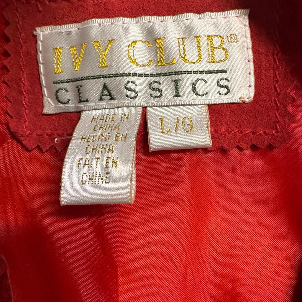 Ivy Club Classics Red Leather Vest Womens Large Suede Whipstitch Boho Western
