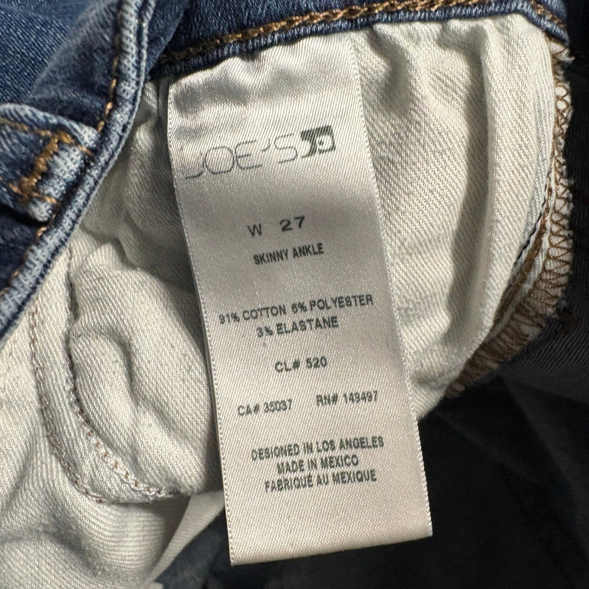 Joe's Jeans Skinny Ankle Womens Size 27 Distressed Raw Hem Blue Denim Stretch