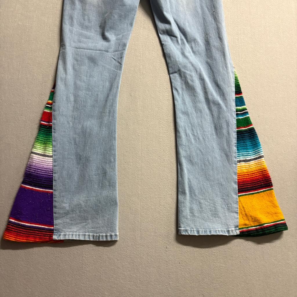 Lucky and Blessed L&B Serape Flare Jeans Womens 14 Light Wash Denim Bell Bottoms