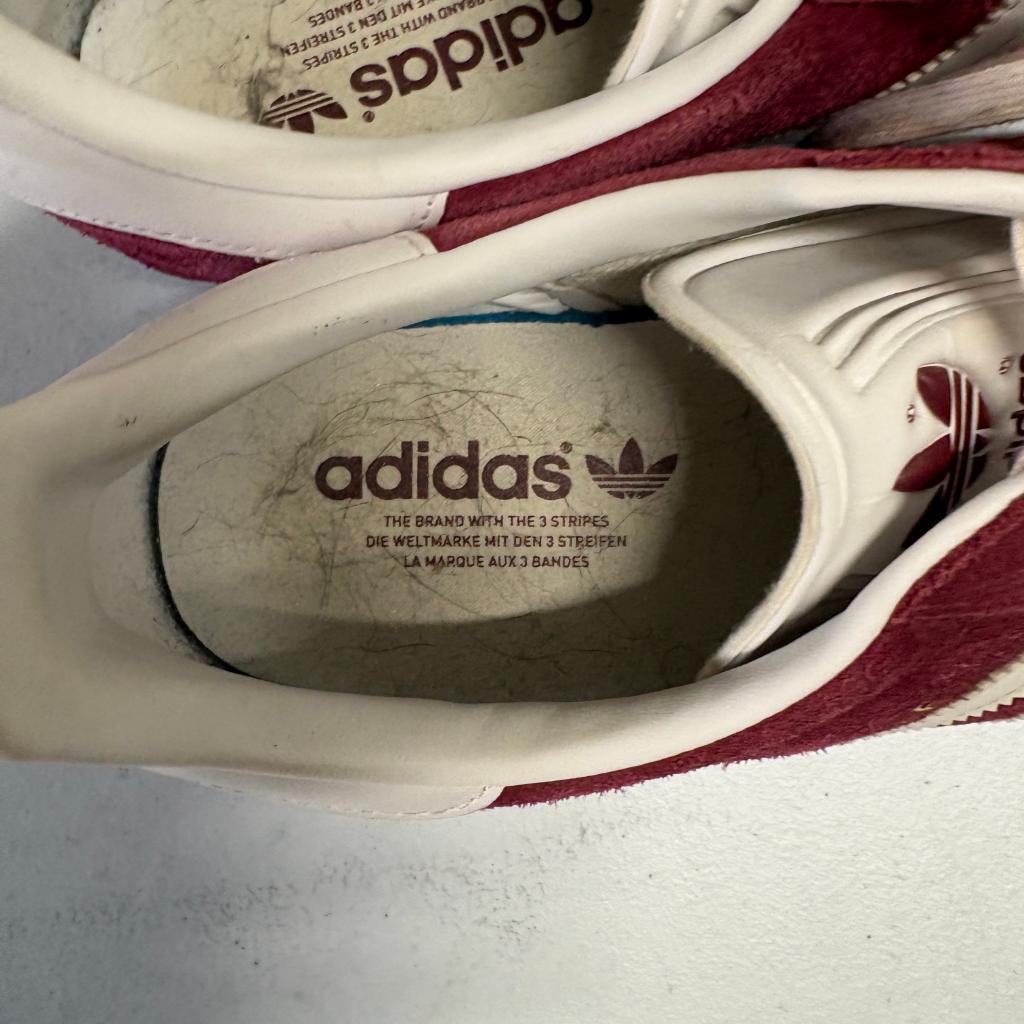 Adidas Gazelle Burgundy Suede Mens Size 13 Maroon White B41645 Low Top Sneakers