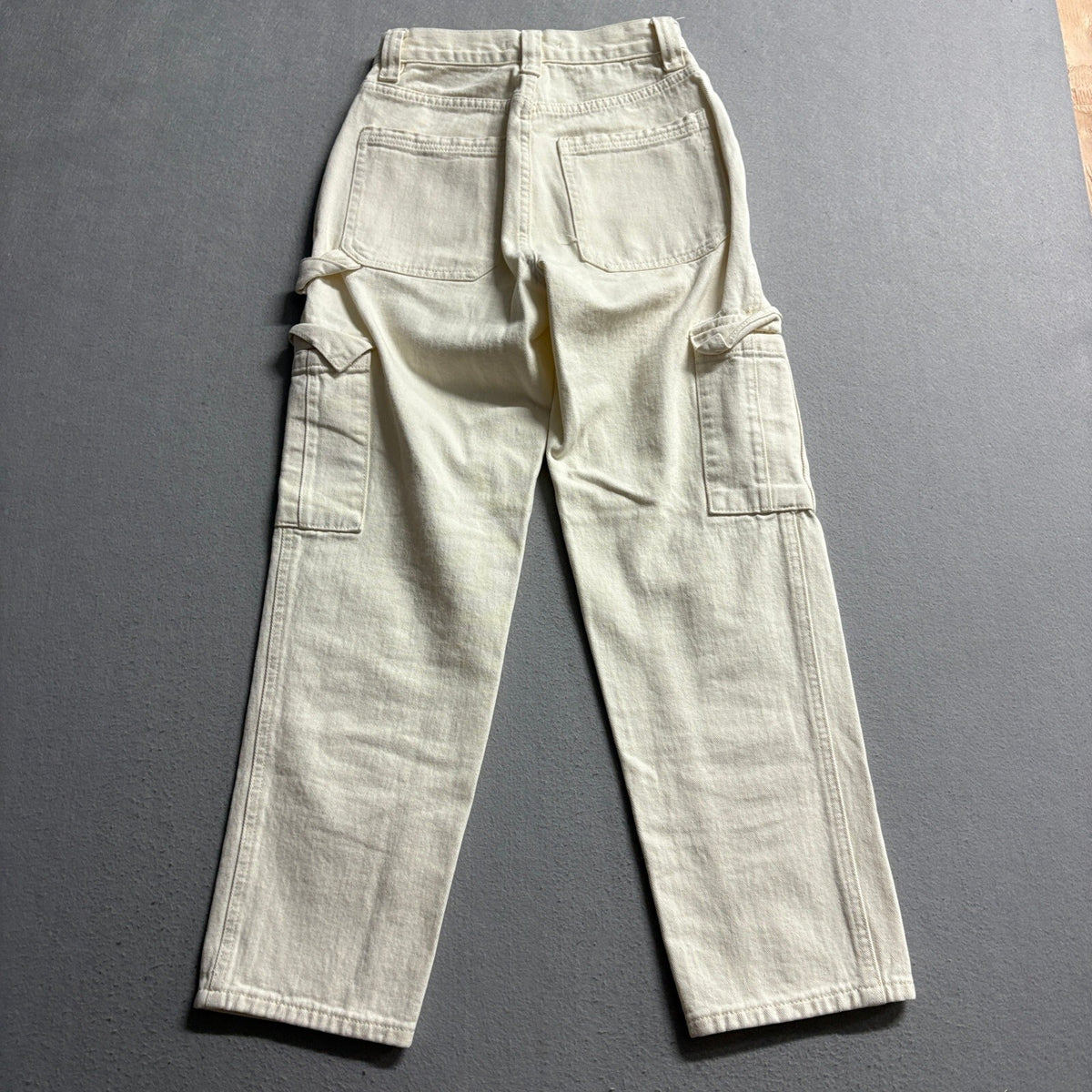 PacSun Womens Cargo Utility Pants Size 23 Cream Off White Denim Straight Leg