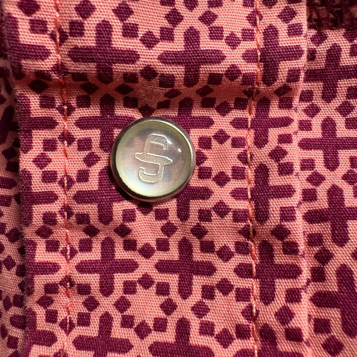 Stetson Western Shirt Mens XL Pink Purple Geometric Pearl Snap Long Sleeve