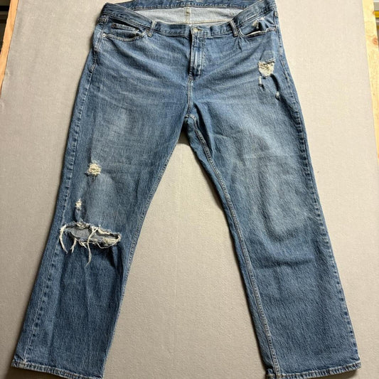 Old Navy Built-In Flex Straight Jeans Mens 46x32 Blue Distressed Ripped Denim