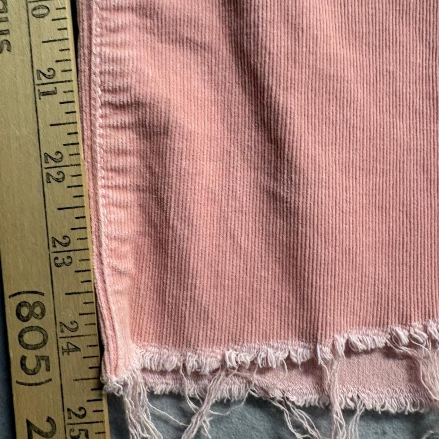 Mother Insider Crop Step Fray Corduroy Pants Womens 24 Pink Eraser Raw Hem
