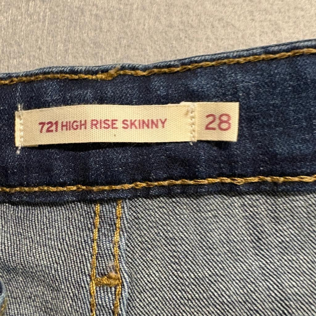 Levis 721 High Rise Skinny Jeans Womens 28 Blue Denim Stretch Pants W28 L28
