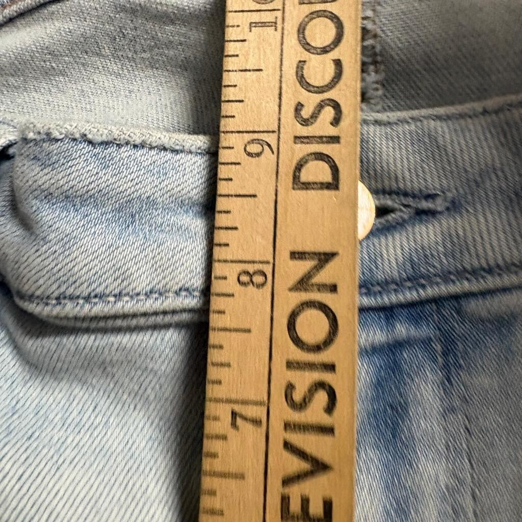 Paige Amber Slim Straight Jeans Womens Size 28 Light Wash Raw Hem Stretch Denim