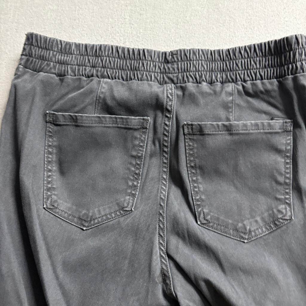 Spanx Stretch Twill Ankle Cargo Jogger Pants Womens Large Gray Elastic Waist