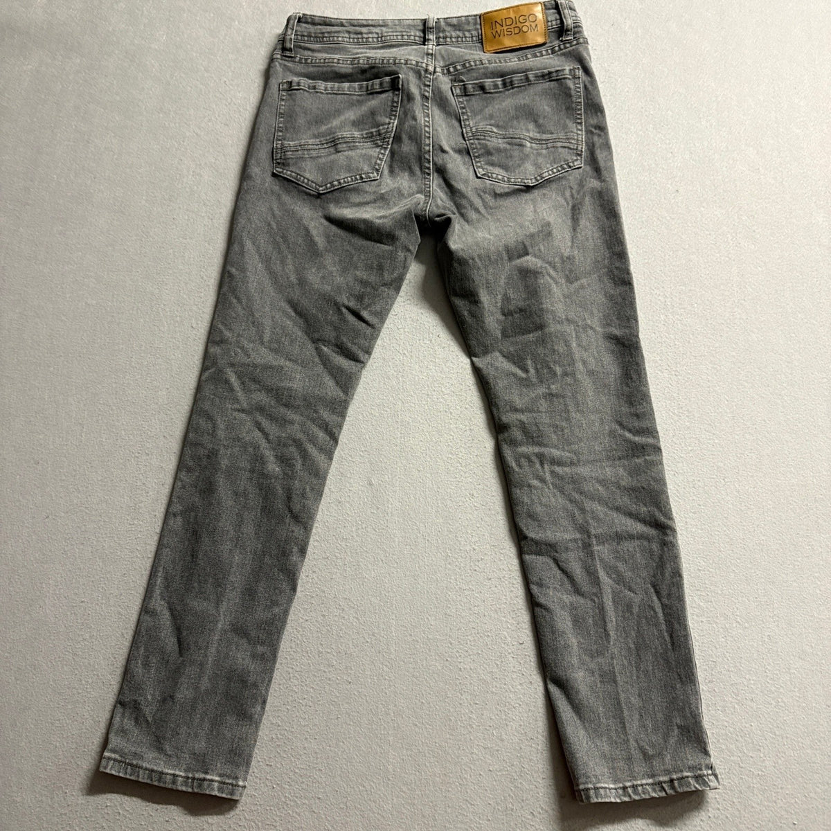 Indigo Wisdom Original Mens Jeans Size 30x30 Gray Slim Straight Stretch Denim