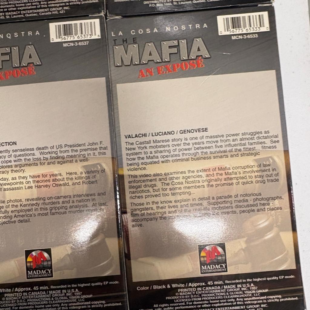 The Mafia An Expose La Cosa Nostra VHS Lot of 10 Gotti Al Capone Hoffa Vegas