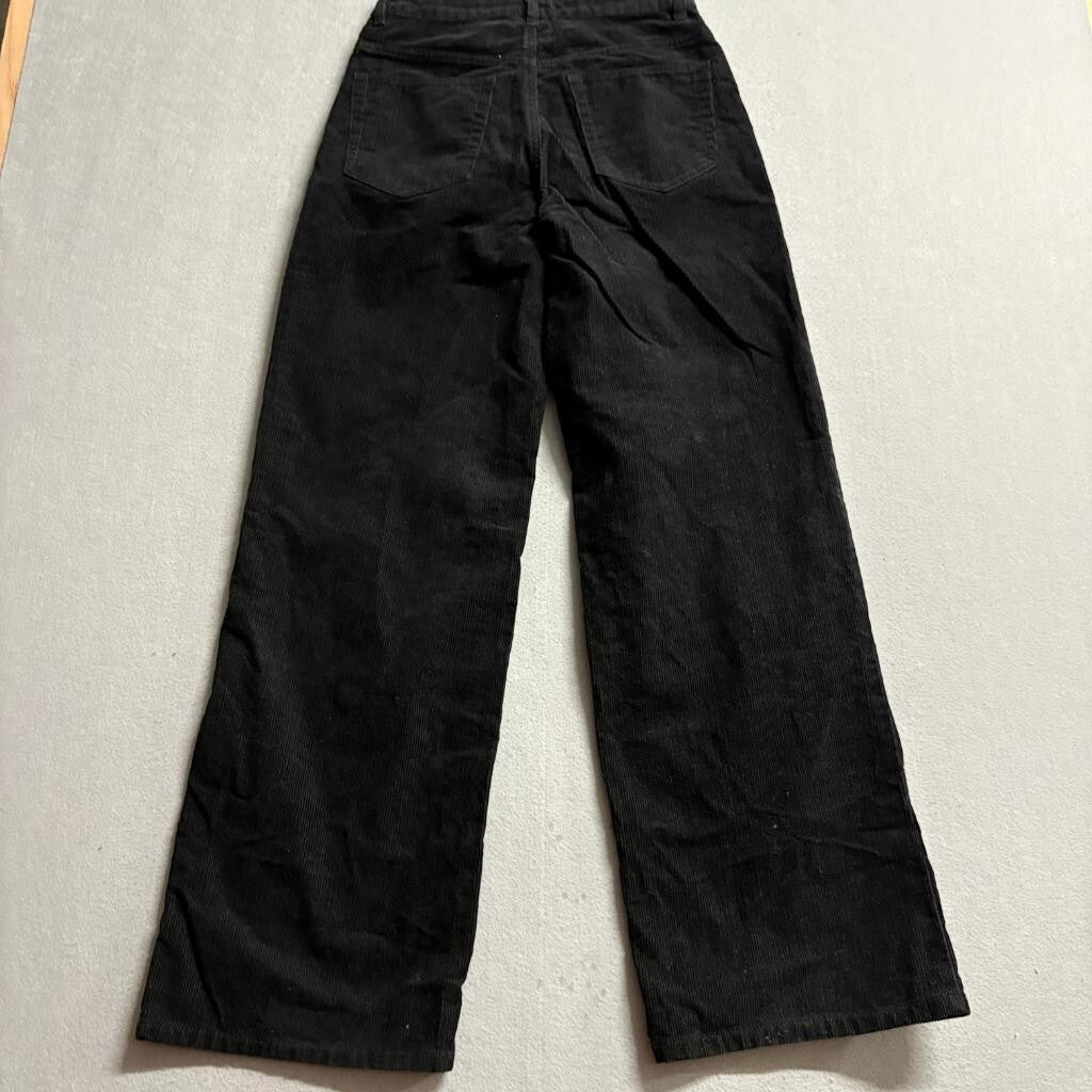 H&M Divided Corduroy Pants Womens Size 2 Black Wide Leg High Rise Cotton