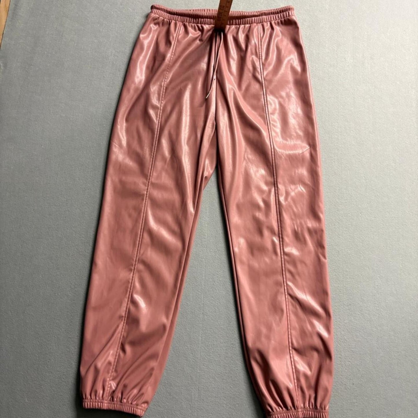 SHEIN Faux Leather Jogger Pants Womens Large Pink Elastic Waist Drawstring