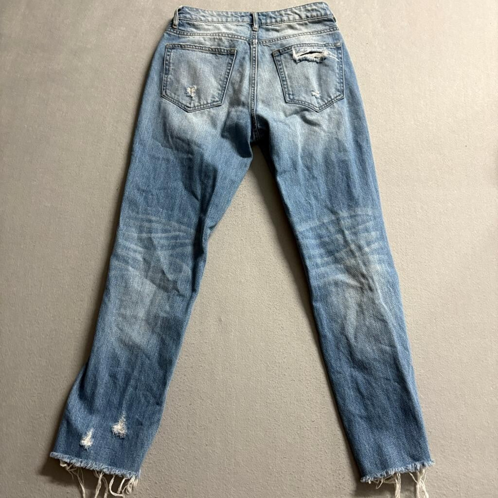 Carly Jean Los Angeles Chrissy Distressed Jeans Womens Size 3 Blue Denim Frayed