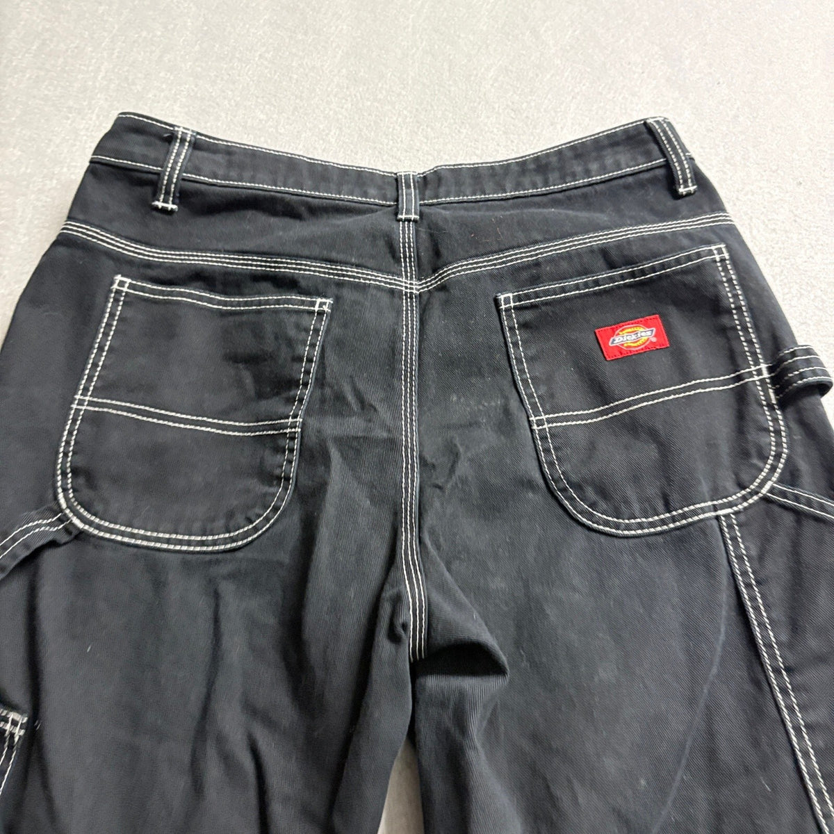 Dickies Girl Work Pants Size 7/28 Black Contrast Stitch Utility Carpenter Y2K