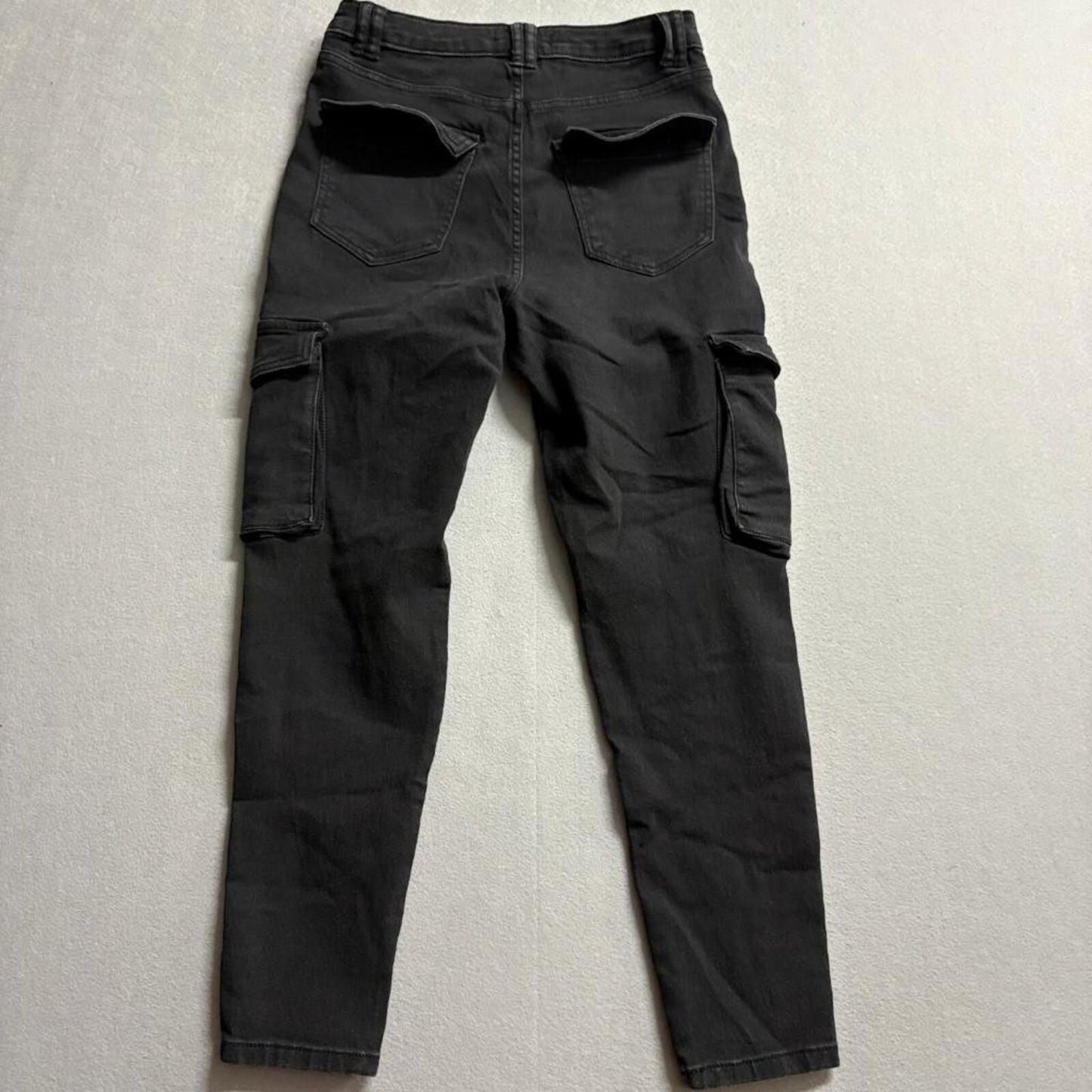 Purple Blues Denim Womens Black Cargo Pants Size S Skinny High Rise Stretch