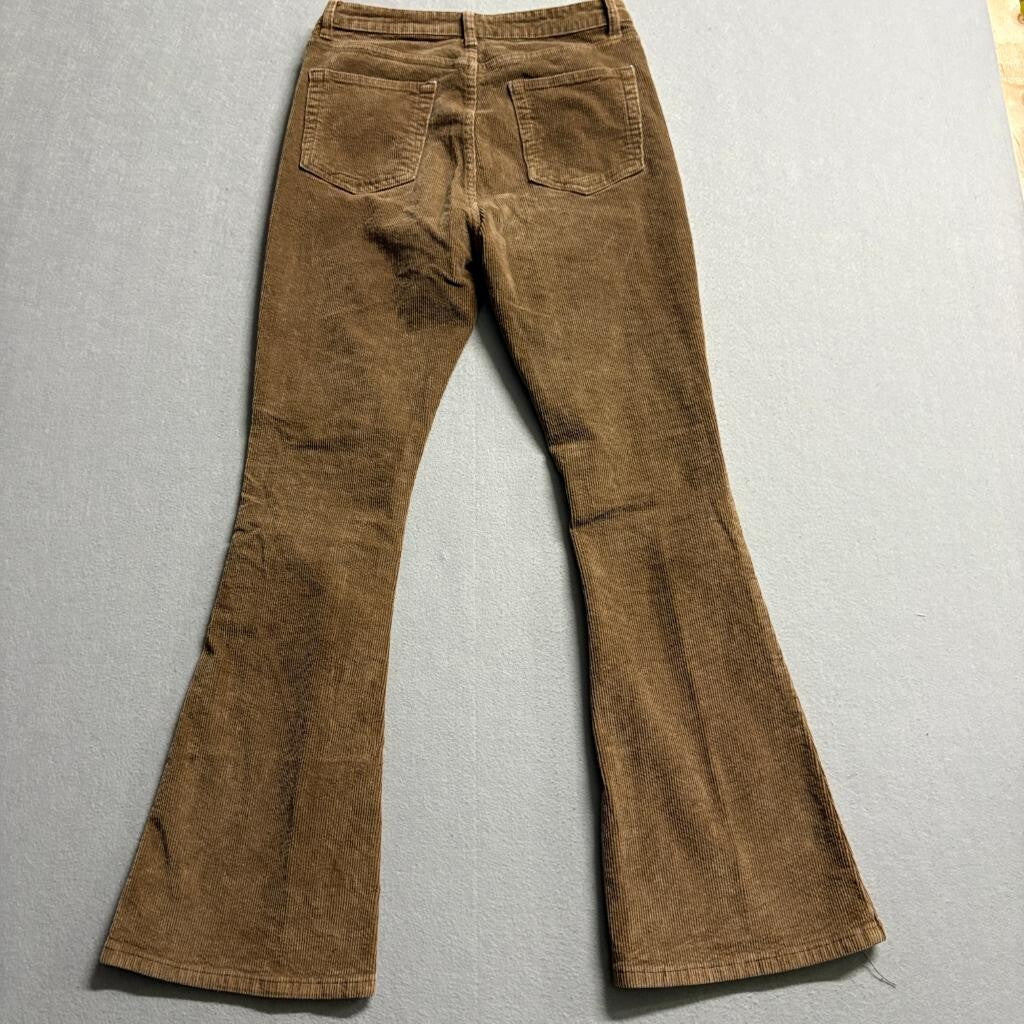 Shein Corduroy Flare Pants Womens Medium Brown High Rise Stretch Bell Bottoms