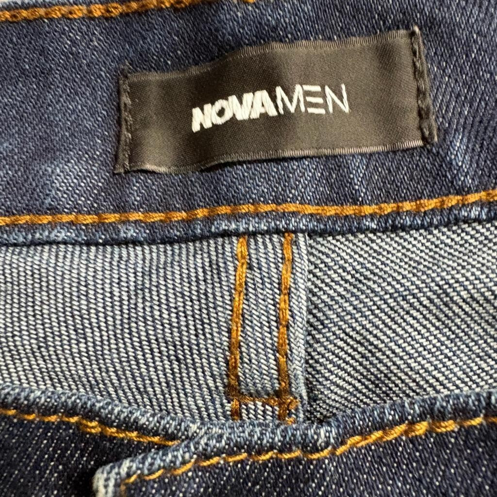 Fashion Nova Men Koi Fish Embroidered Jeans Size 32 Dark Wash Japanese Wave