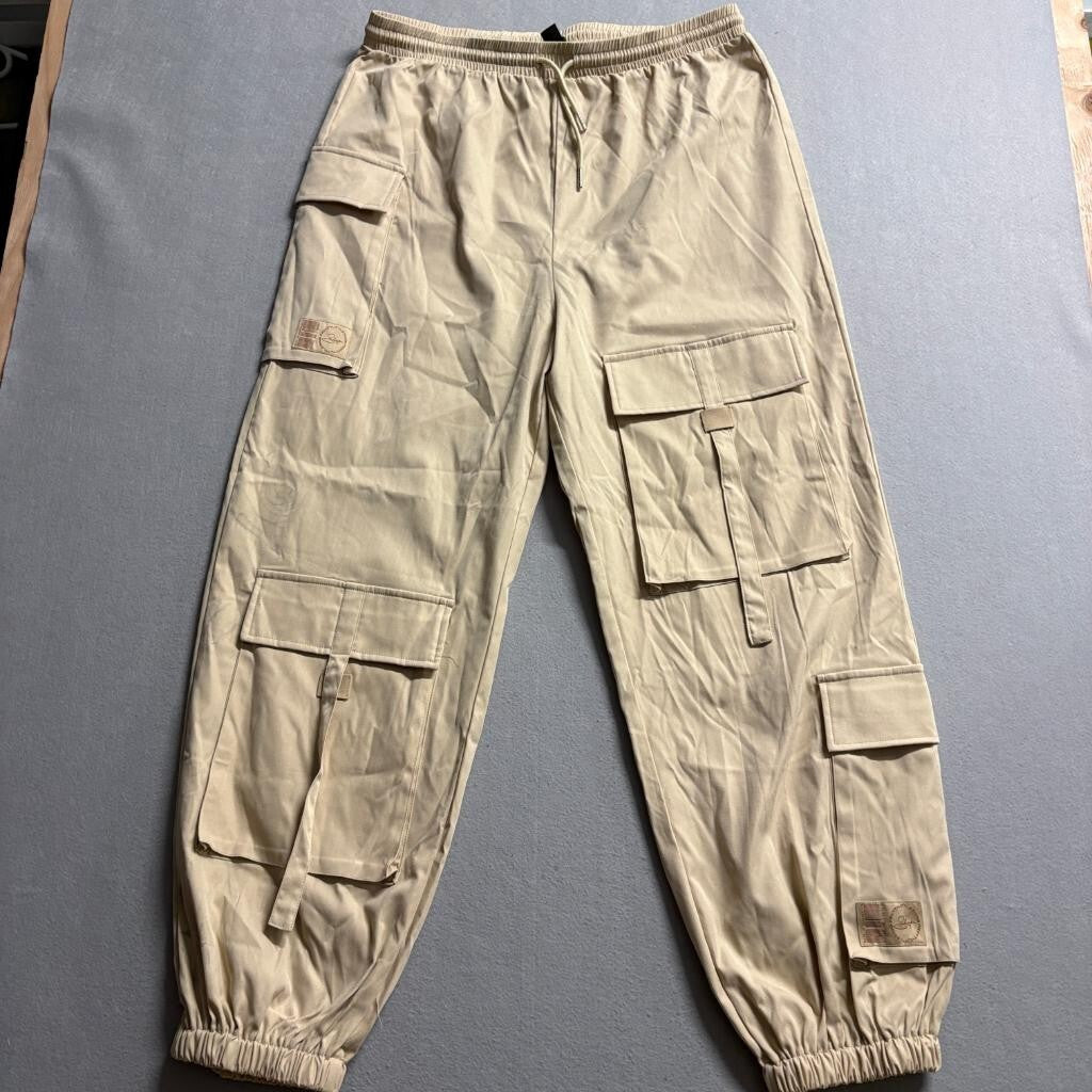 PrettyLittleThing Shape Cargo Pants Womens US 14 Beige Elastic Waist Jogger