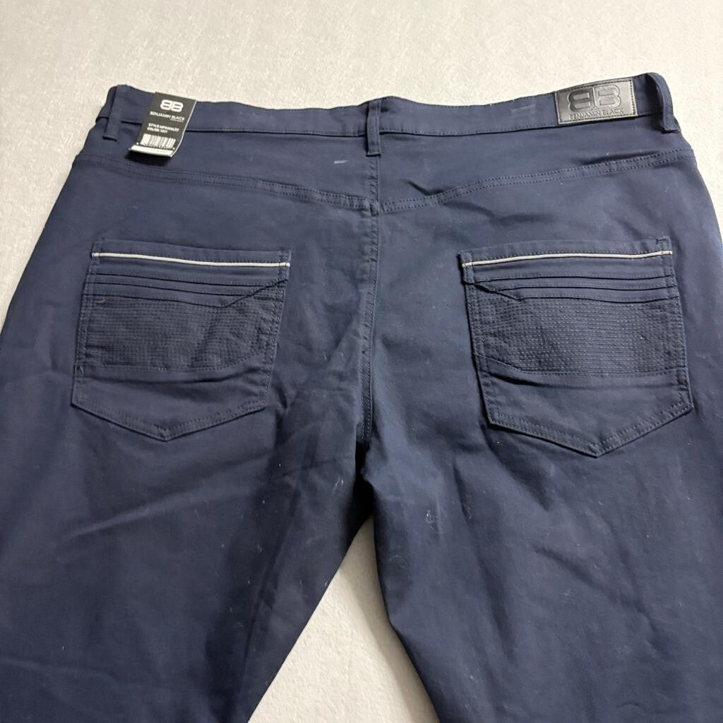 Benjamin Black Slim Jeans Mens 46x32 Navy Blue Stretch Denim Pants NWT