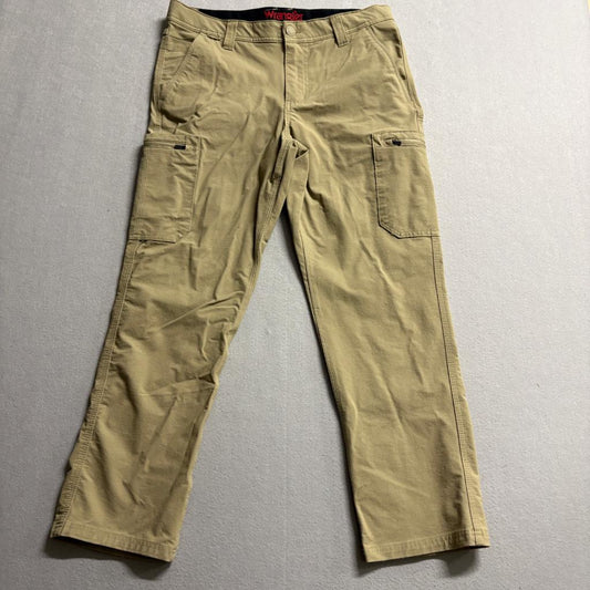 Wrangler Mens Regular Fit Cargo Pants 32x30 Tan Nylon Stretch Outdoor Hiking