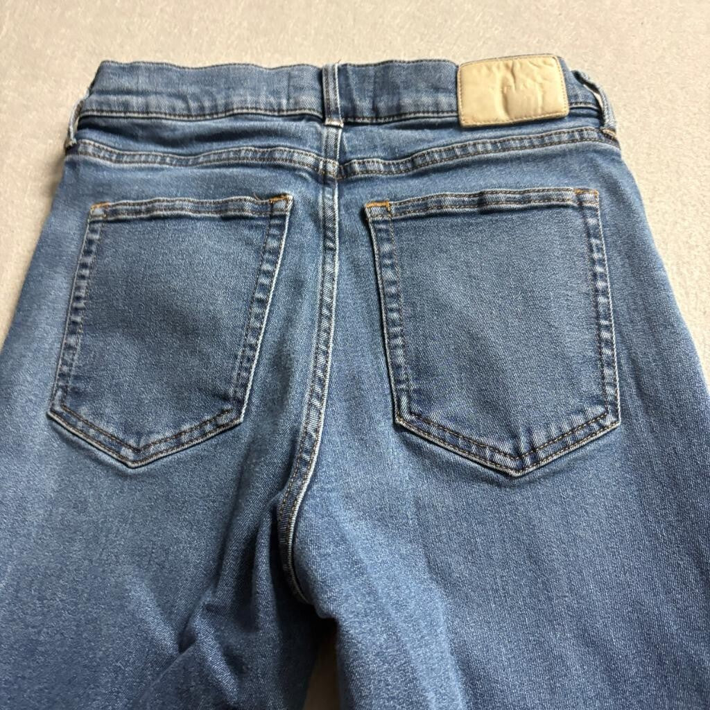 Everlane The Authentic Stretch Slim Bootcut Jeans Womens 24 Blue Raw Hem Denim