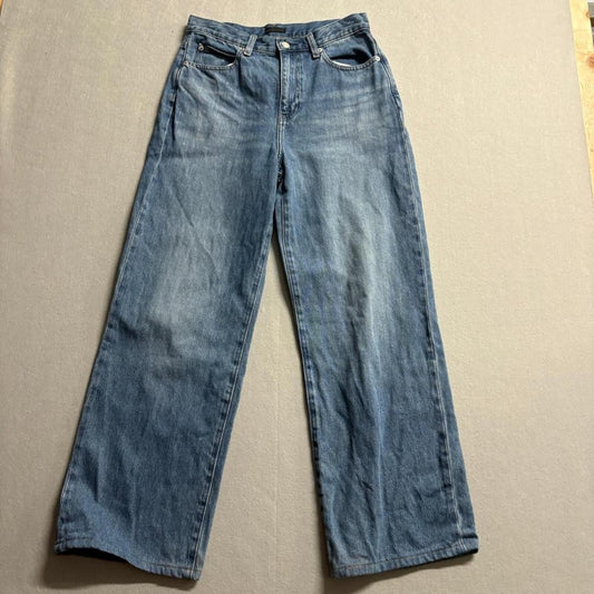 Uniqlo Wide Leg Jeans Womens 25 Blue Denim High Rise Cotton Blend like 29x28