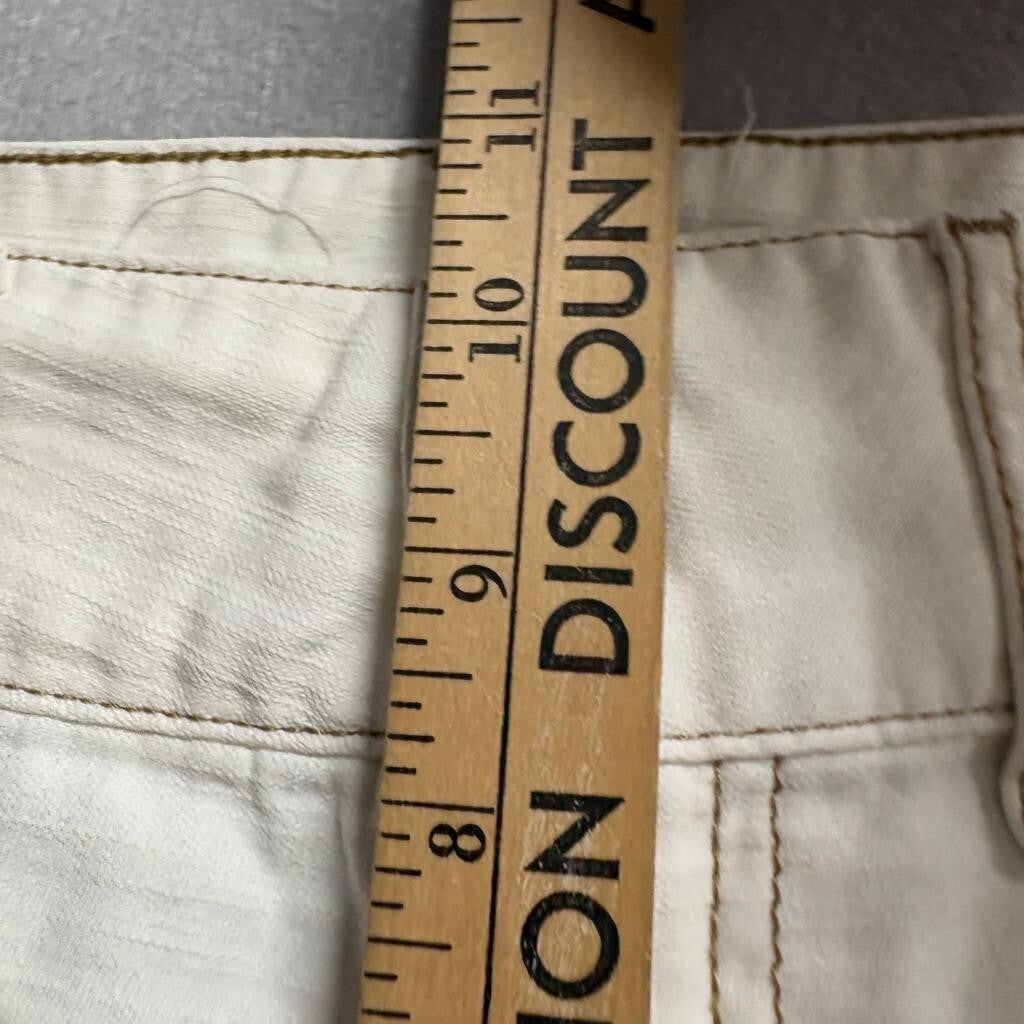 FRAME Denim Women 25 Ecru Cotton Utility Cargo Carpenter Pants Raw Hem Off White