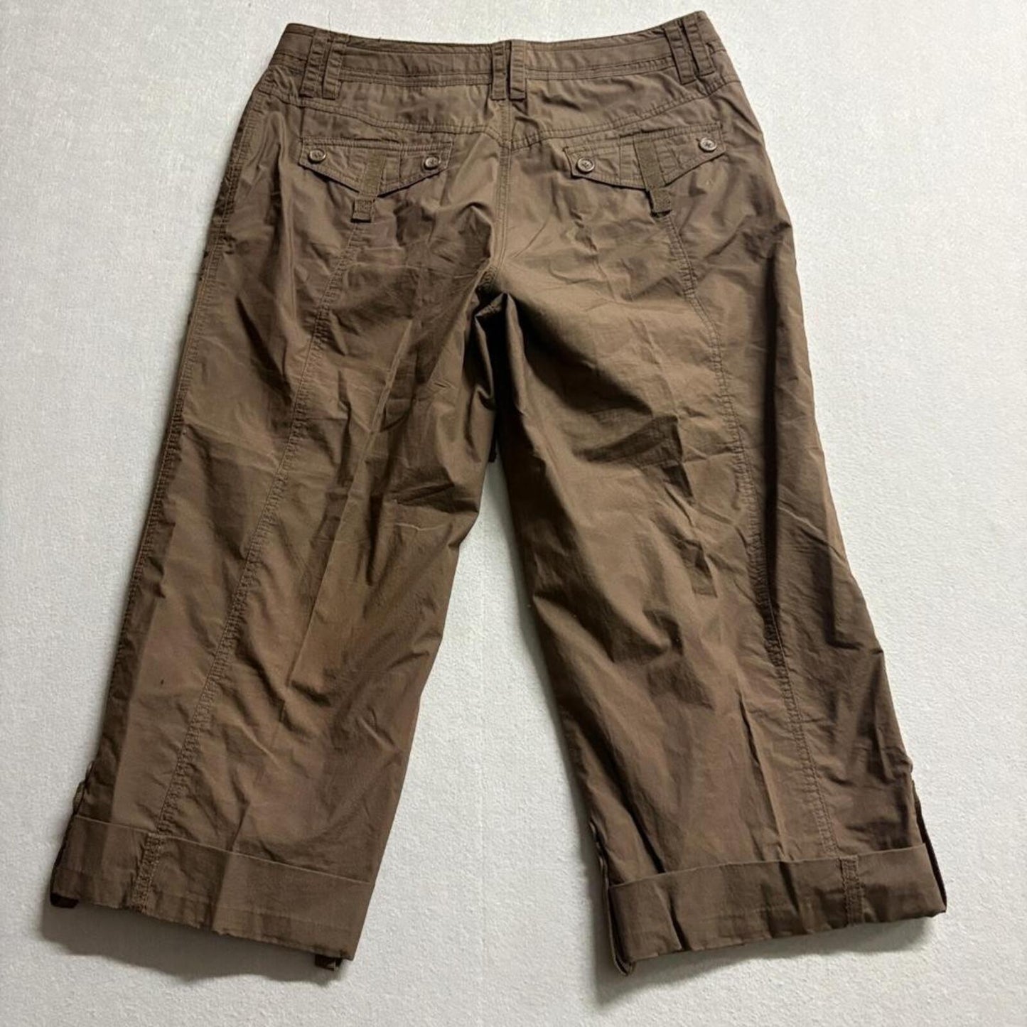 Caribbean Joe Crop Pants Womens 8 Brown Cotton Utility Cargo Capris