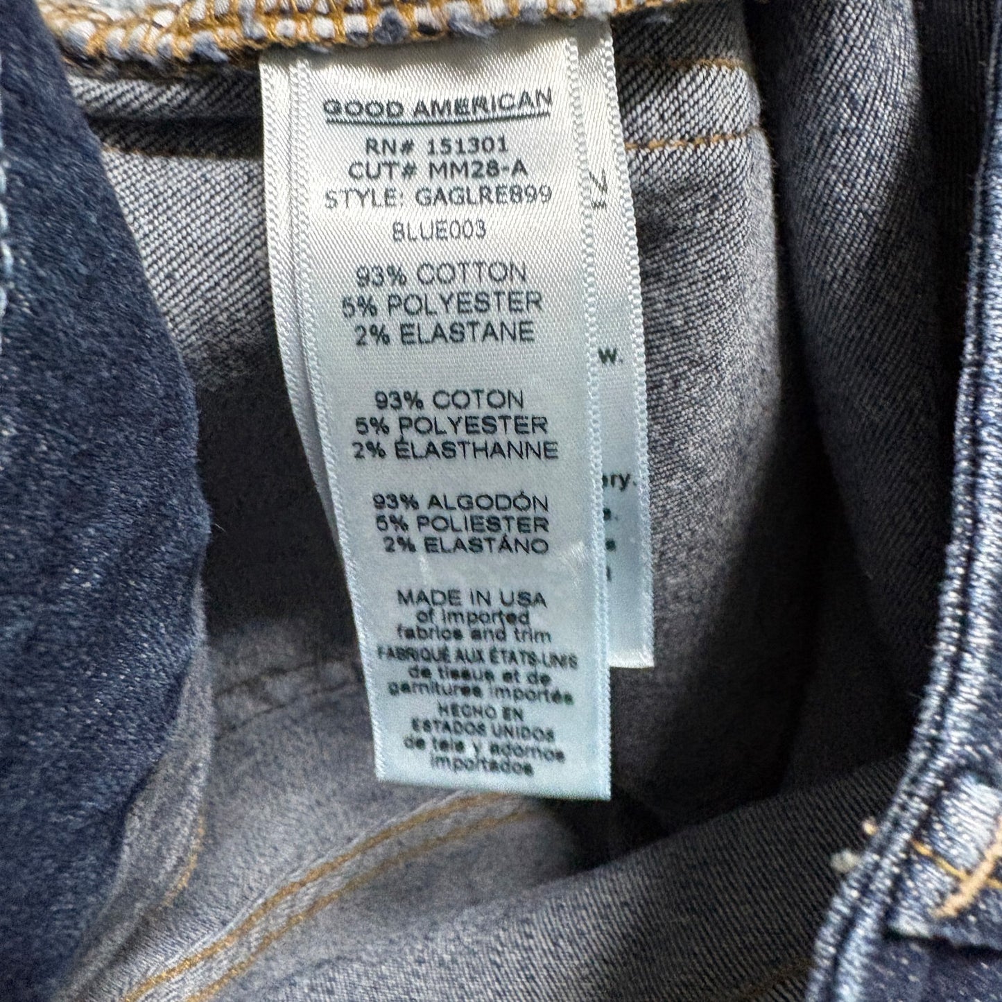 Good American Good Legs Skinny Jeans Distressed Raw Hem Sz 2/26 Classic