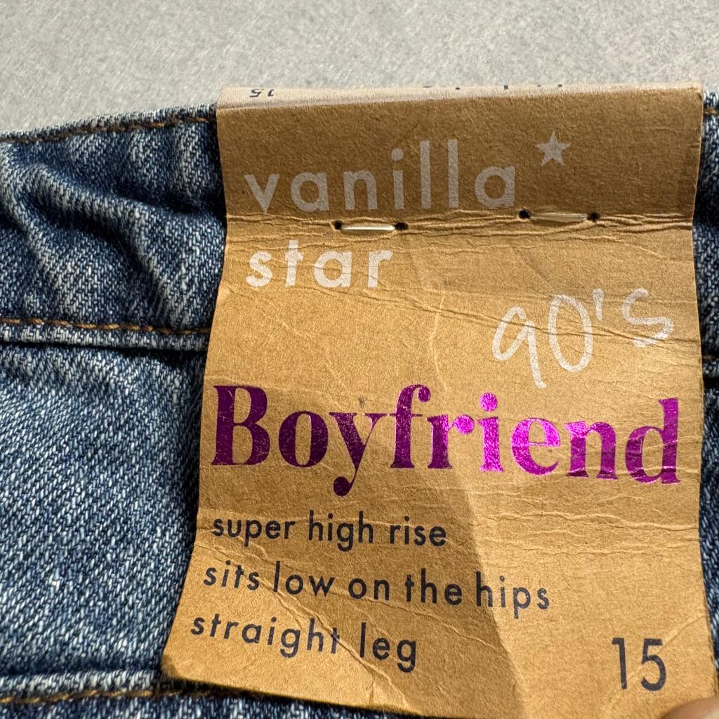 Vanilla Star 90s Boyfriend Jeans Womens 15 Blue Denim Distressed Super High Rise