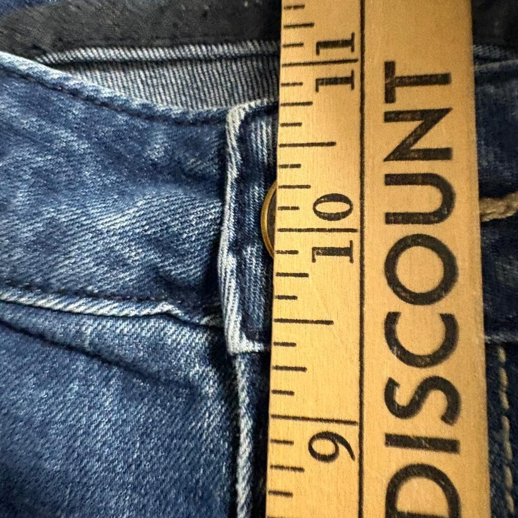 Indigo Wisdom Jeans Womens 34x30 Blue Denim Raw Hem Split Cuff Stretch Straight