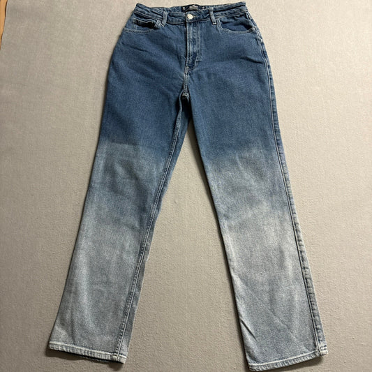 Hollister Ultra High-Rise Stacked Vintage Straight Jeans Size 5R W27 L31 Ombre