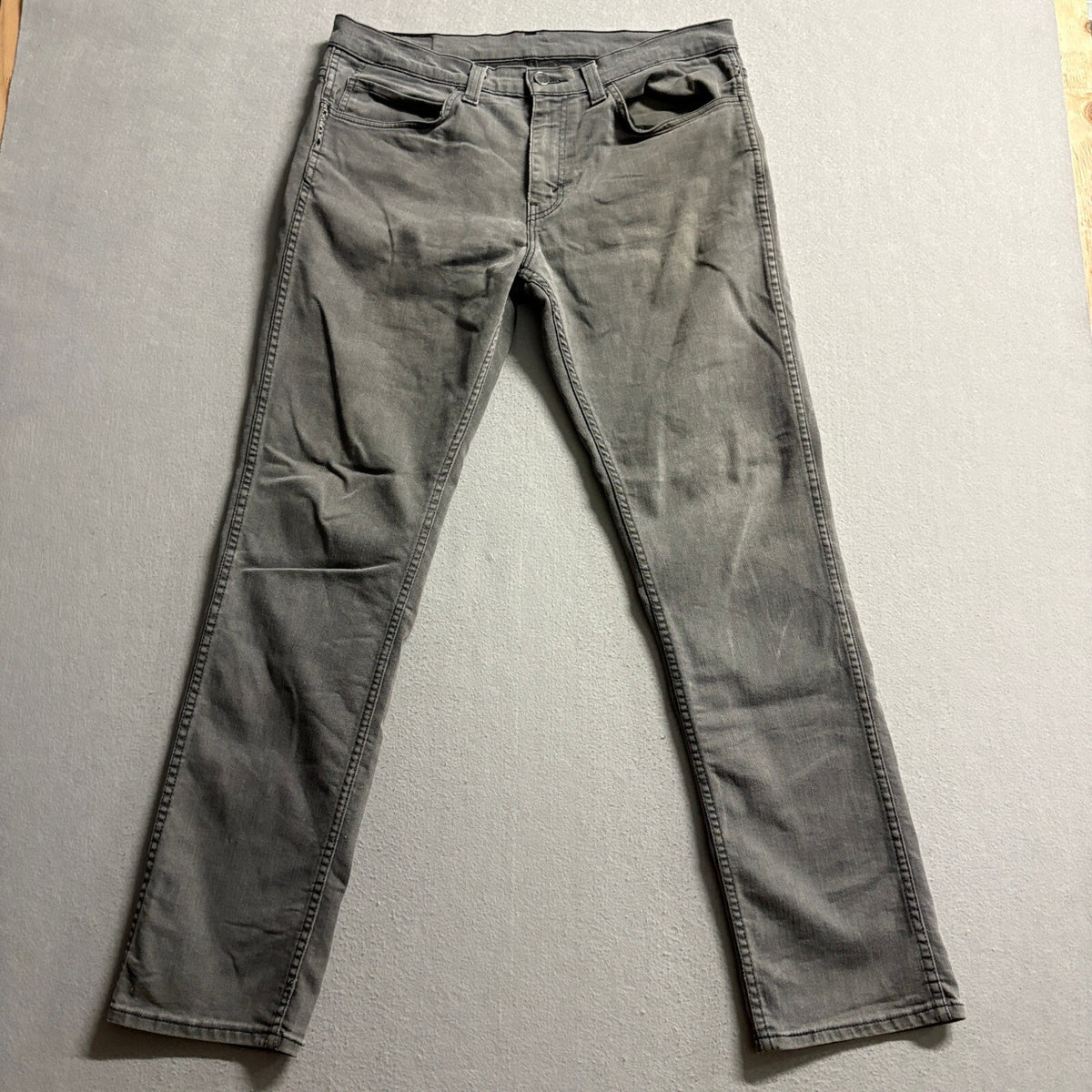 Levi's Mens Gray Denim Jeans Size 34x32 W34 L32 Straight Leg Stretch Cotton