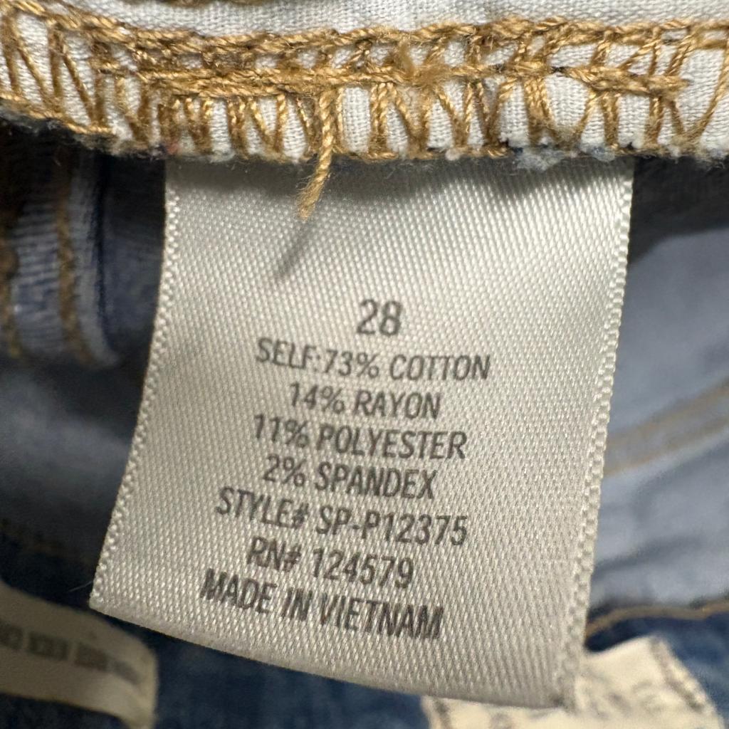 Harper Heritage High Rise Kick Crop Jeans Womens Size 28 Blue Raw Hem Stretch
