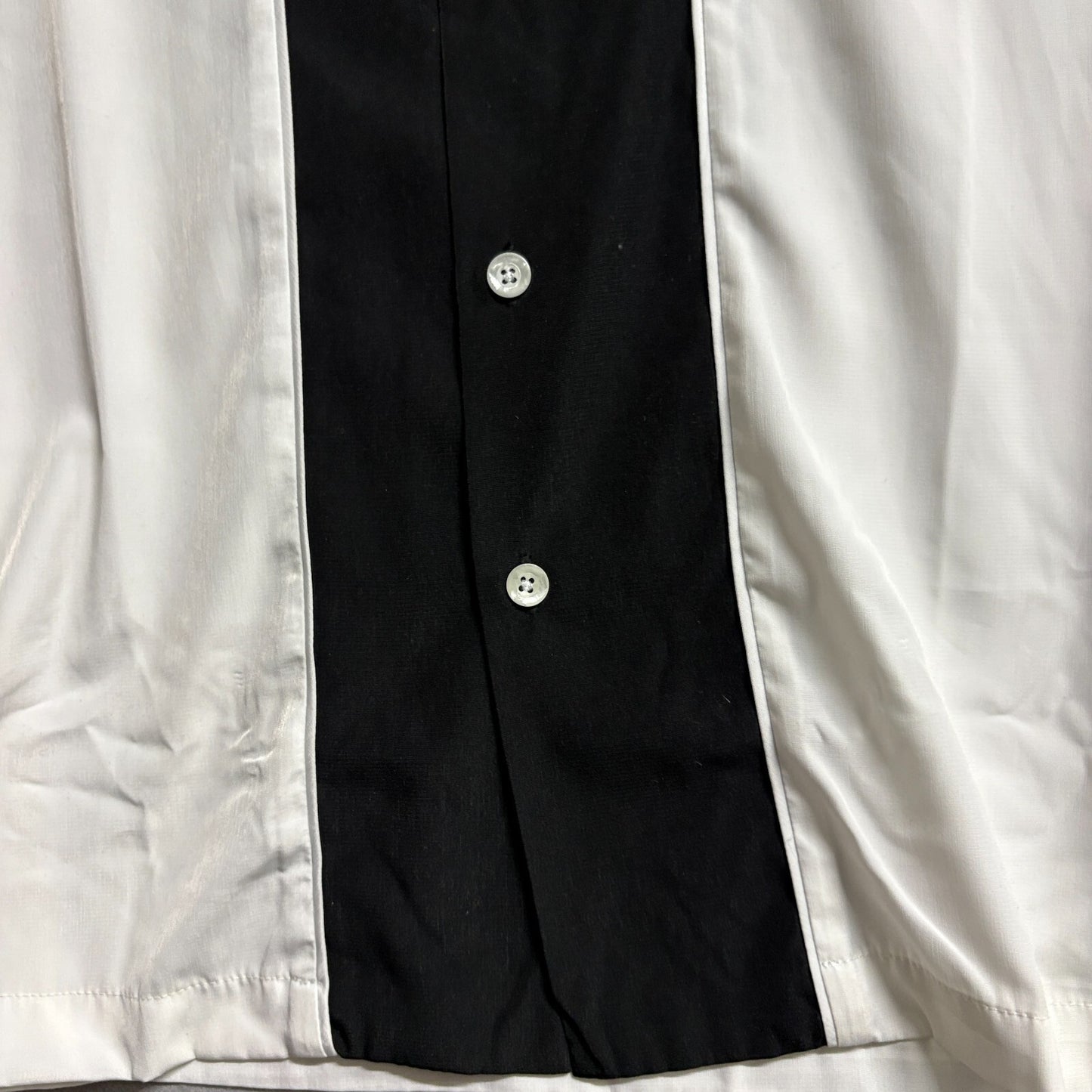Milano Bay Retro Bowling Shirt Camp Collar Colorblock M Fits Like M Black White