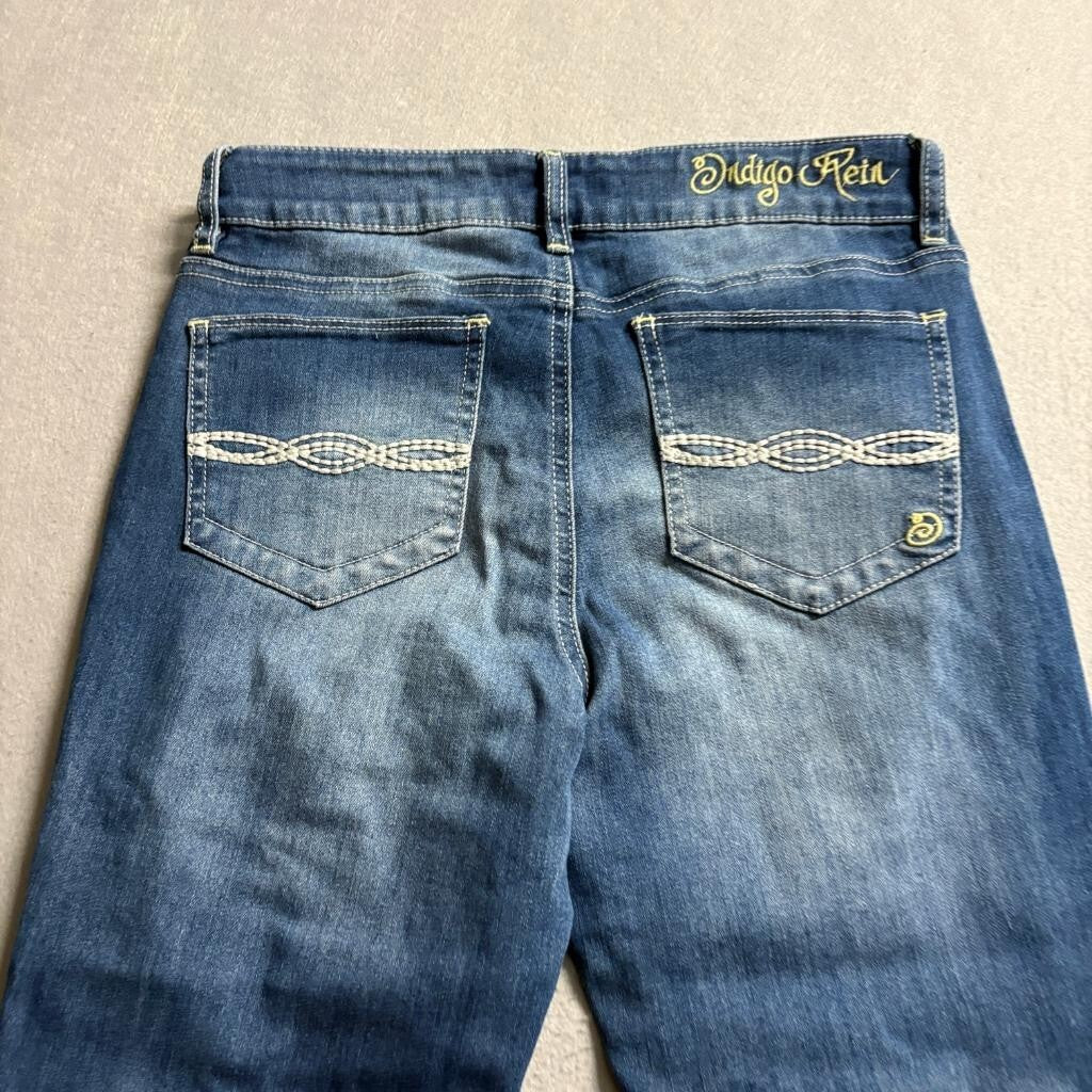 Indigo Rein Distressed Patchwork Skinny Jeans Womens Size 5 Blue Denim Stretch