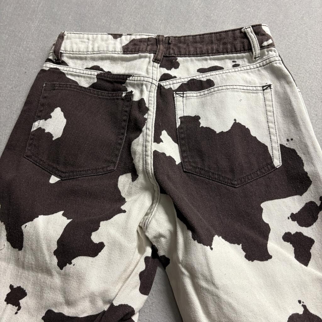 BDG Urban Outfitters Cow Print Jeans Womens 26 Brown White Wide Leg High Rise