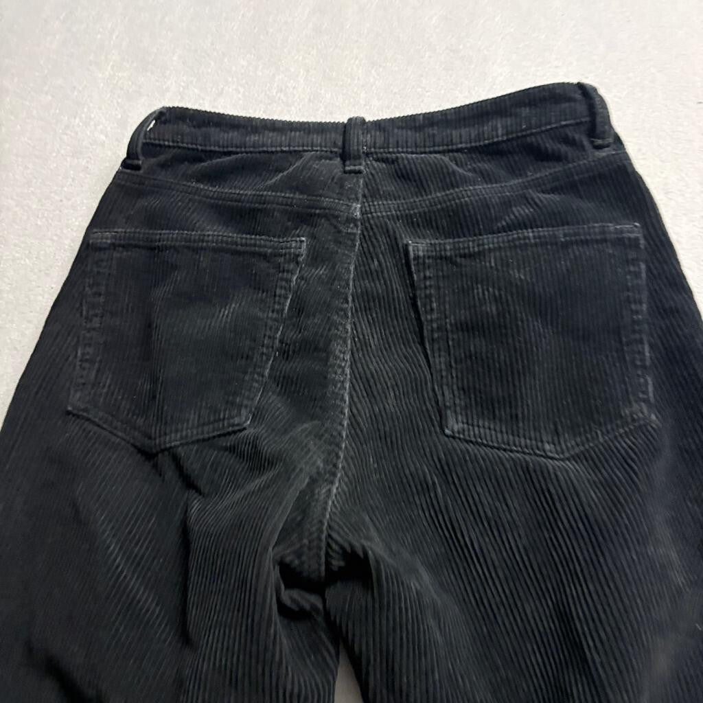 Topshop Mom Corduroy Pants Womens W28 L30 Black Distressed Ripped Knee Cord