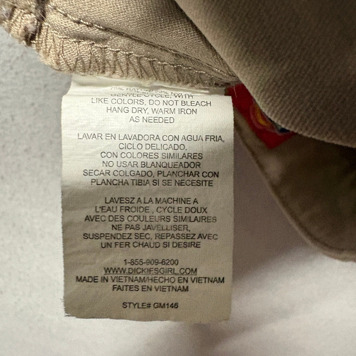 Dickies Girl Womens Skinny Pants Size 0/24 Khaki Beige Stretch Chino GM146