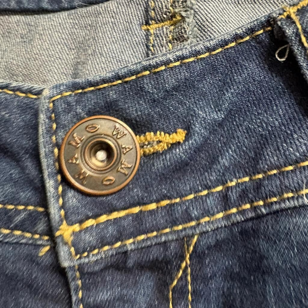 WAM What About Me Distressed Crop Jeans Womens Size 5/6 Blue Denim Cuffed