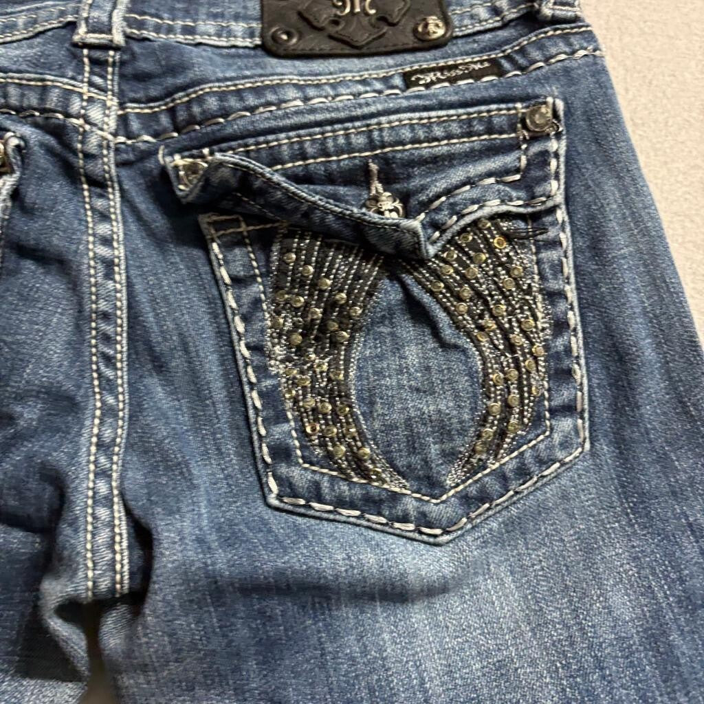 Miss Me Skinny Jeans Womens 29 Blue Denim JP60035 Dark Wash Thick Stitch Stretch