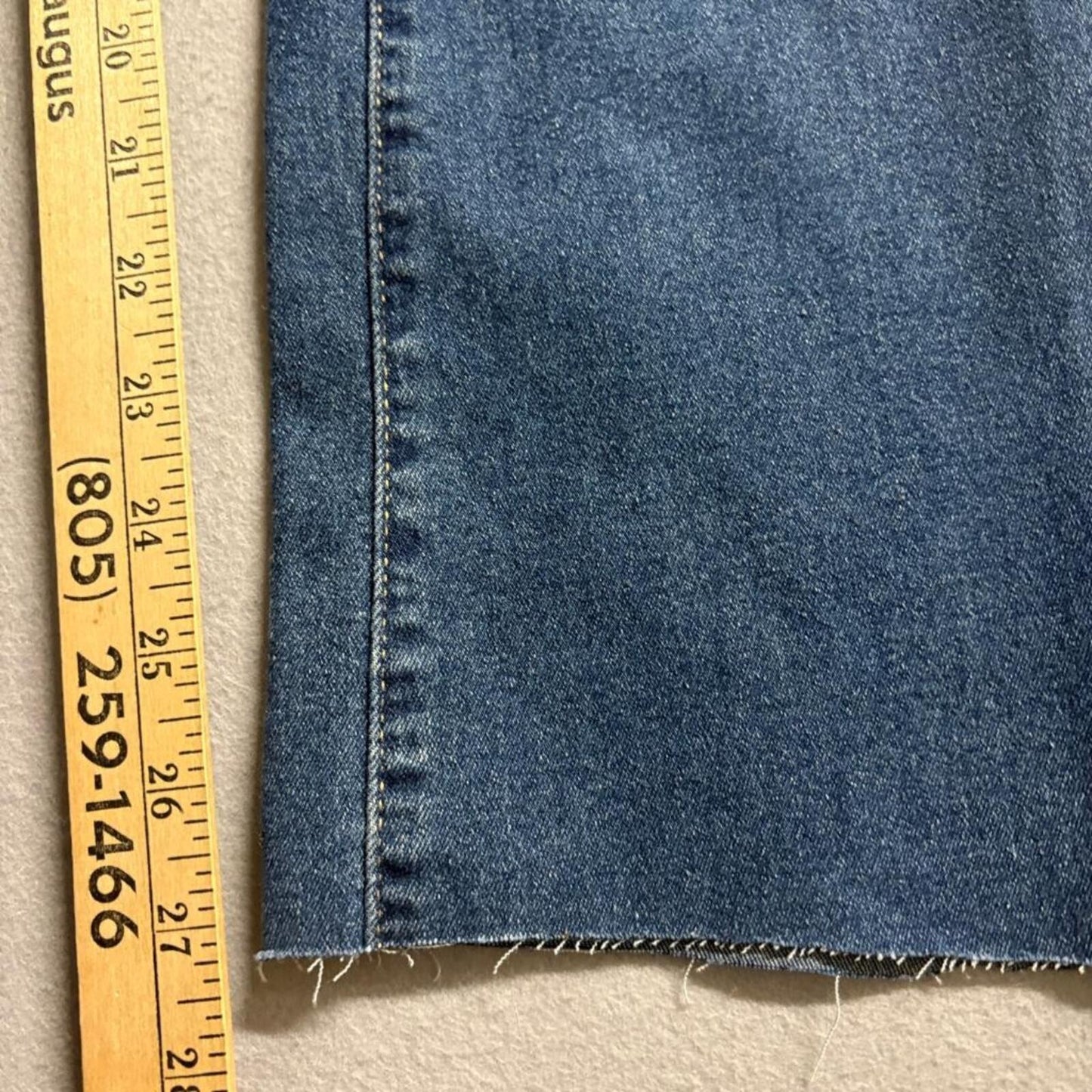 Rise Supply Co Flare Jeans Womens Size 11 Blue Denim Raw Hem Stretch Mid Rise