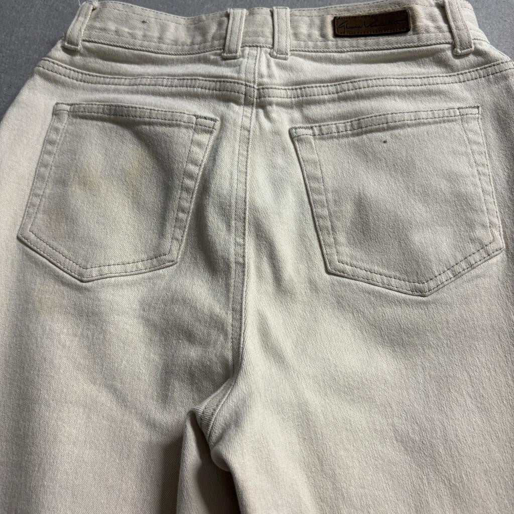 Gloria Vanderbilt Stretch Jeans Womens 10 Petite Beige Denim High Rise Straight