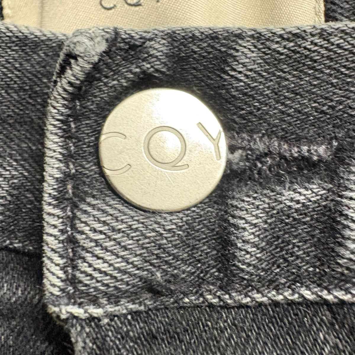 CQY Denim Slim Straight Jeans Womens Size 27 Gray Washed Button Fly Made in USA