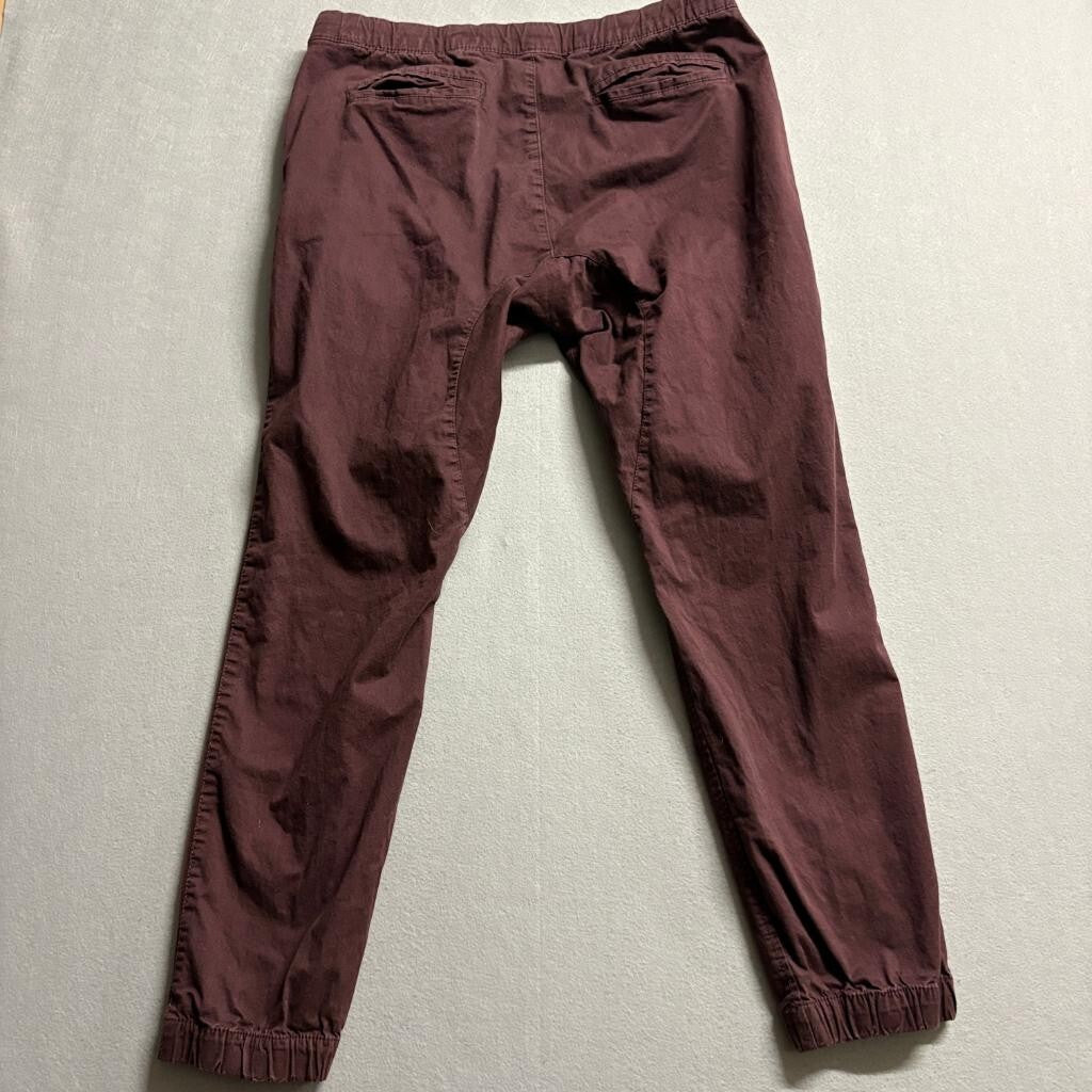 Cotton On The Cuffed Chino Pants Mens 34 Burgundy Maroon Joggers Stretch