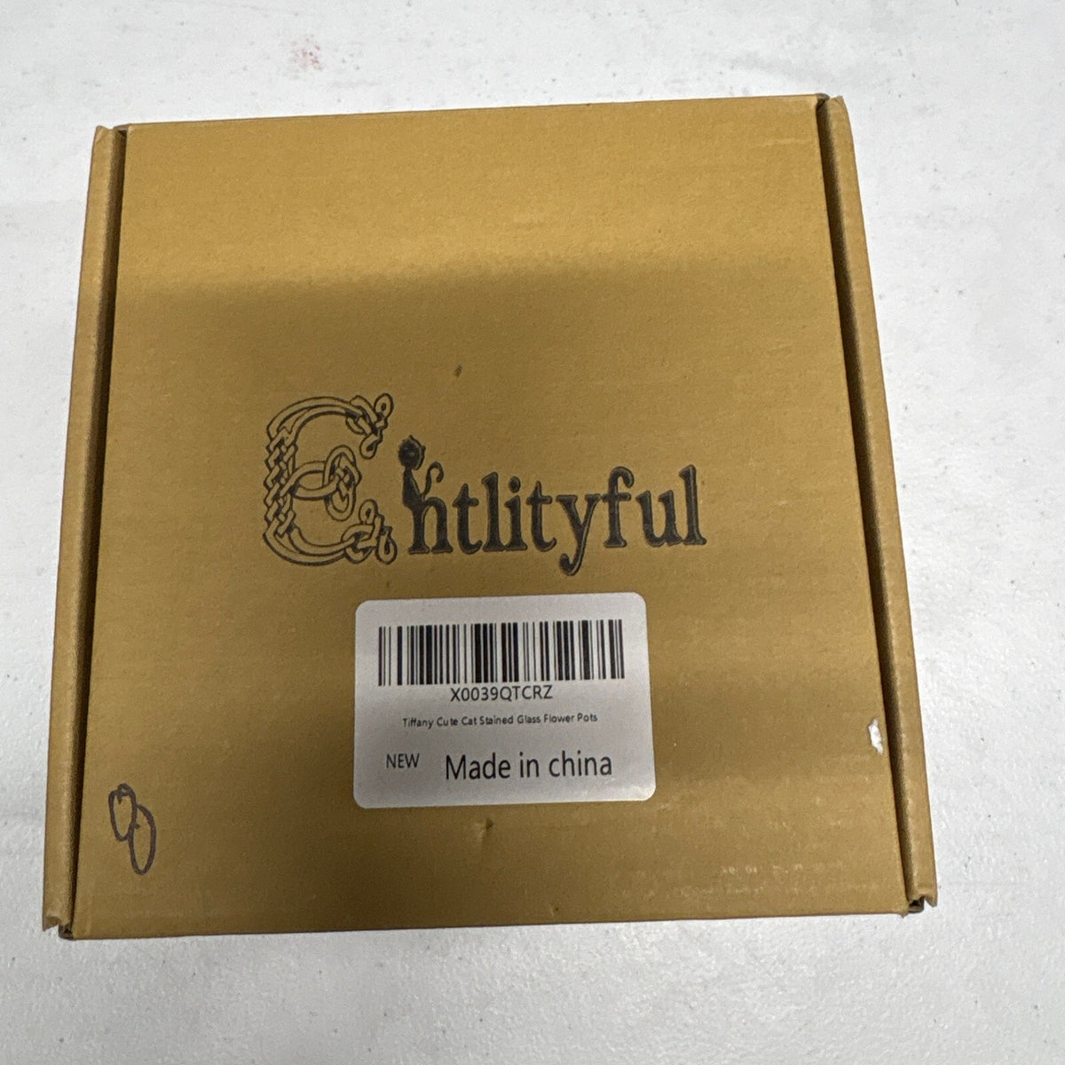 Ehtlityful Tiffany Cute Cat Stained Glass Flower Pot Planter Black White Cat