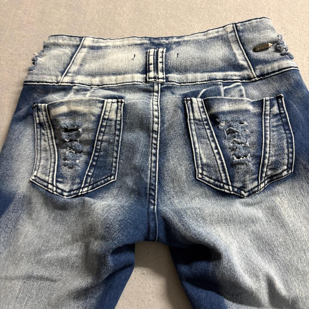 Kalowa Premium Collection Distressed Skinny Jeans Womens Size 9 Acid Wash Blue